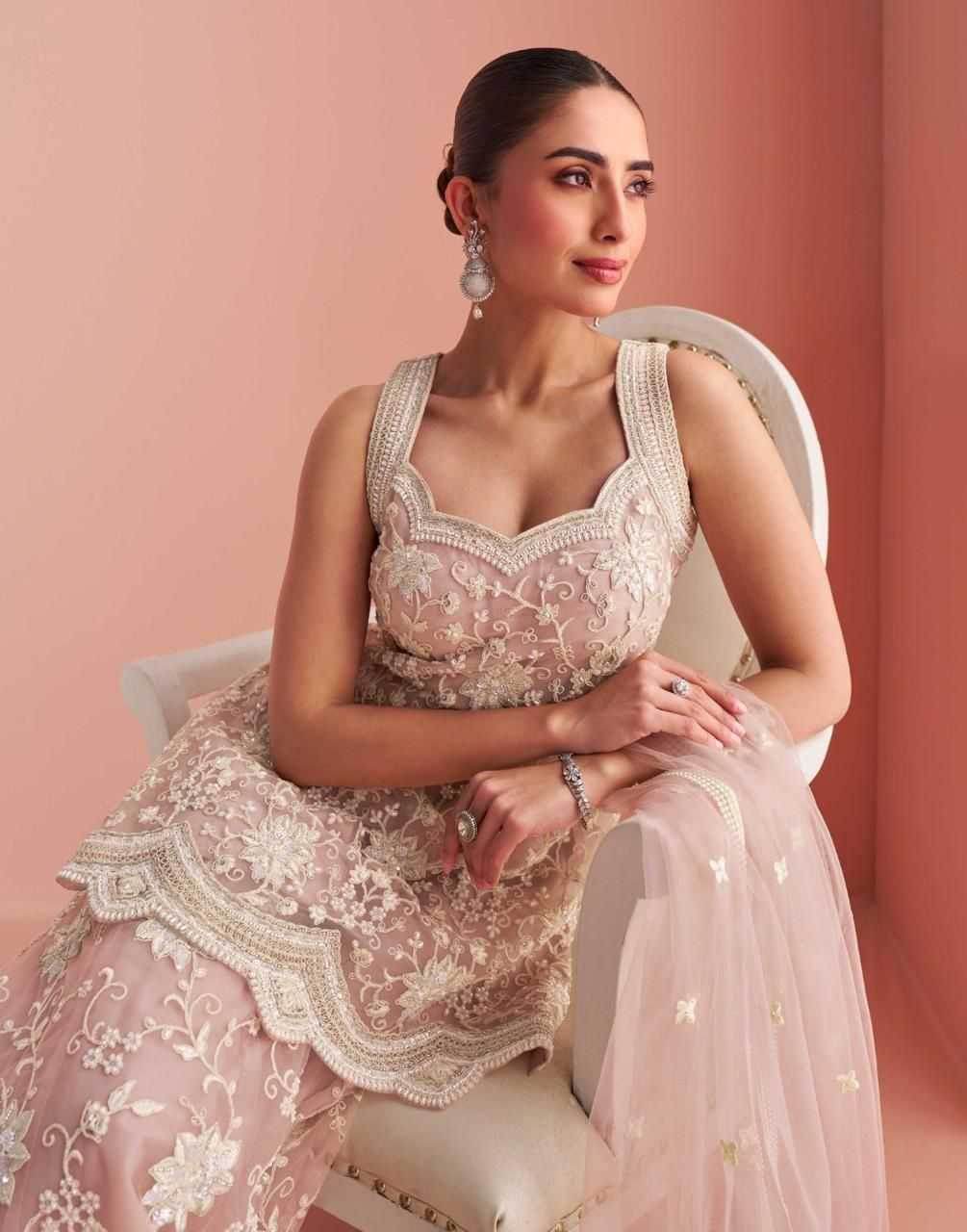 Net Palazzo Suit Sangeet Outfit - MYLUXURY LANE ENTERPRISE
